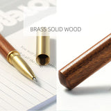 0.7mm Black Ink Gel Pens Polished Wood Brass