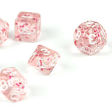 7pcs Miniature RPG Full Dice Set - Pink Glitter in Clear Acrylic