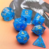 7pcs RPG Full Dice Set - Blue Silk Acrylic
