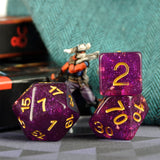7pcs RPG Dice Set - Glitter in Purple Resin
