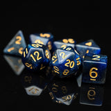 7pcs RPG Full Dice Set - Glitter in Black & Blue Acrylic