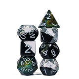 7pcs RPG Full Dice Set - Layered Black & Clear with Shimmer Resin