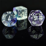 7pcs RPG Full Dice Set - Purple & Blue Swirl in Clear Resin