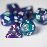 7pcs RPG Full Dice Set - Glitter in Blue, Purple & Green Acrylic