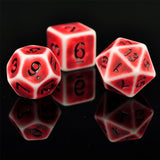 7pcs RPG Full Dice Set - Red on White Acrylic