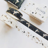 15mm/5m Paper Washi Tape Gold Foil Floral & Cranes