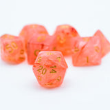 7pcs RPG Full Dice Set - Red Silk Acrylic
