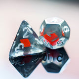7pcs RPG Full Dice Set - Diamonds in Clear Black Resin